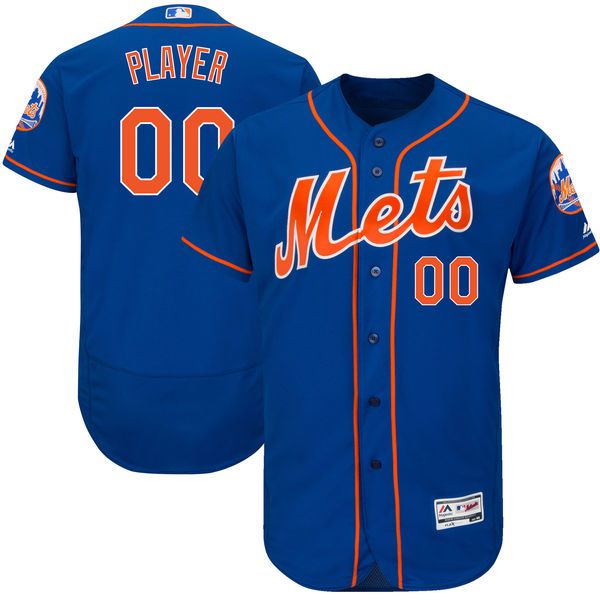 Men New York Mets Majestic Royal Orange  Blue 2017 Alternate Authentic Collection Flex Base Custom MLB Jersey->->Custom Jersey